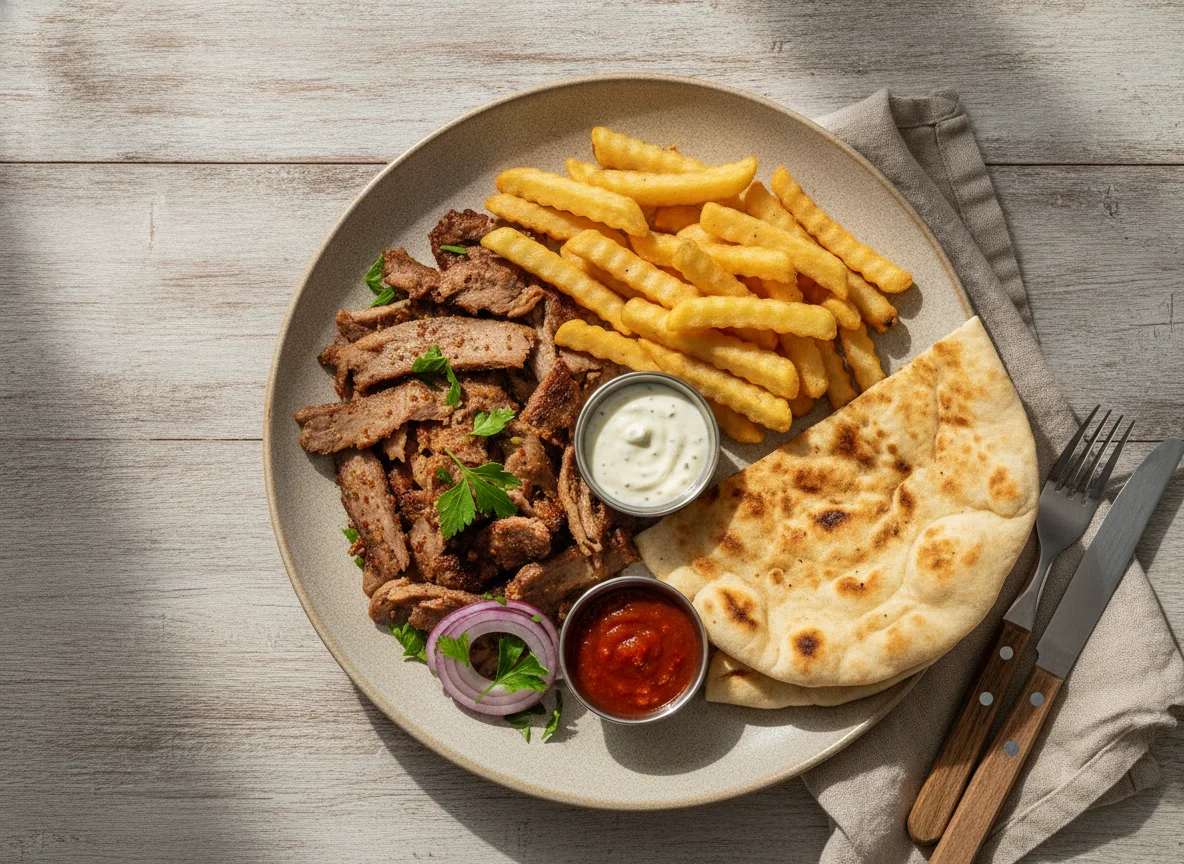 Lamb Shawarma with Chips and Flatbread photo