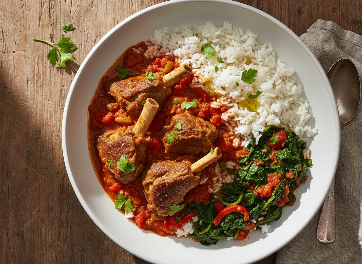Lamb Stew with Rice and Greens photo