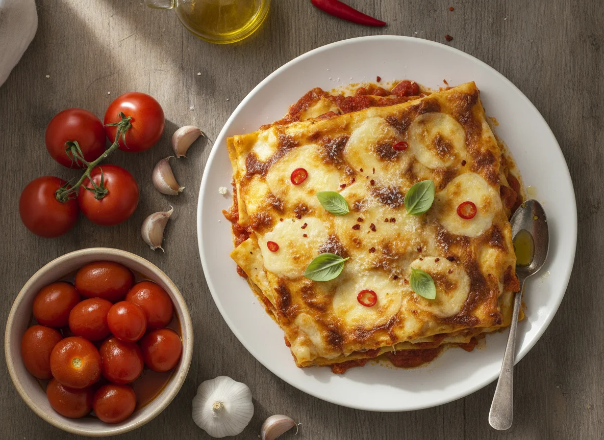 Lasagne with Sardinian pane carasau photo