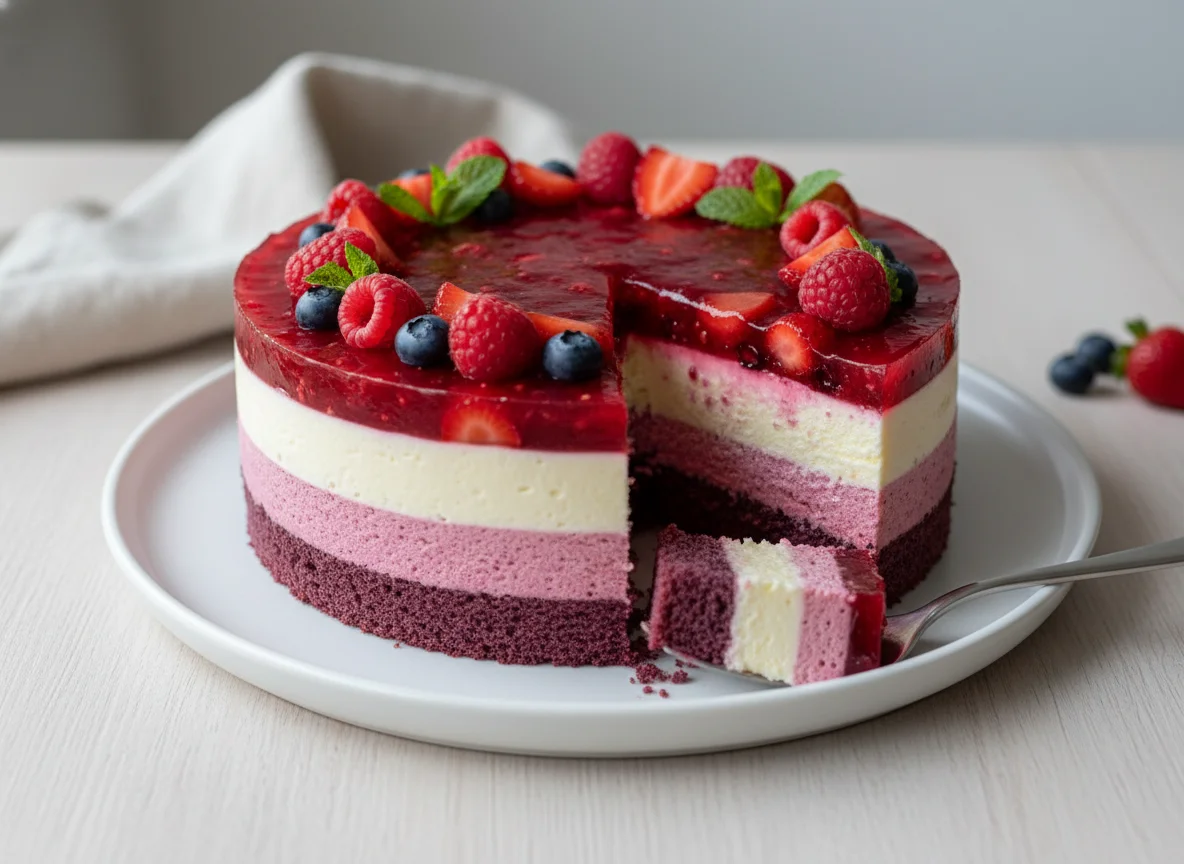 Layered Berry Mousse Cake photo