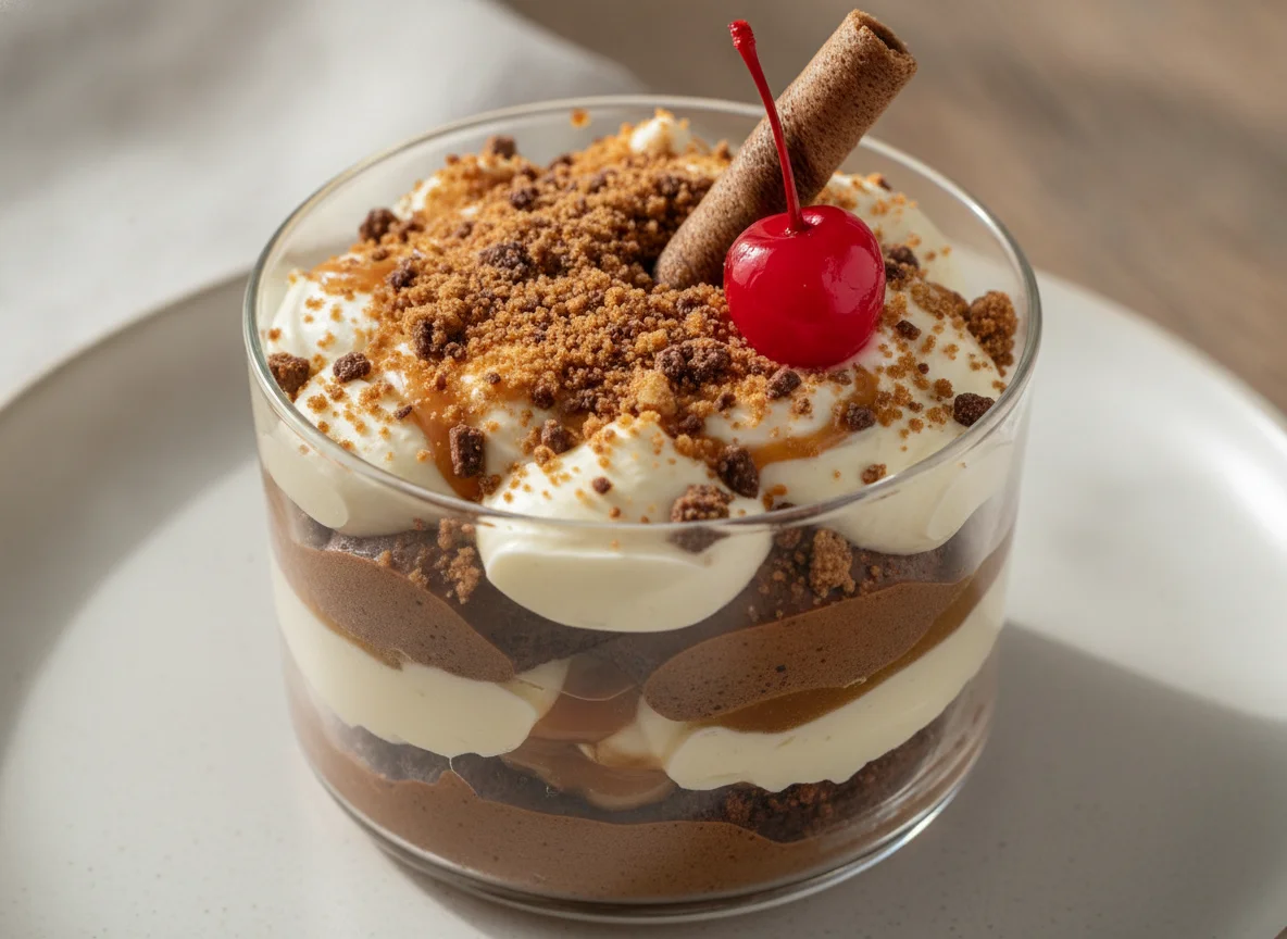 Layered Chocolate and Cream Dessert photo