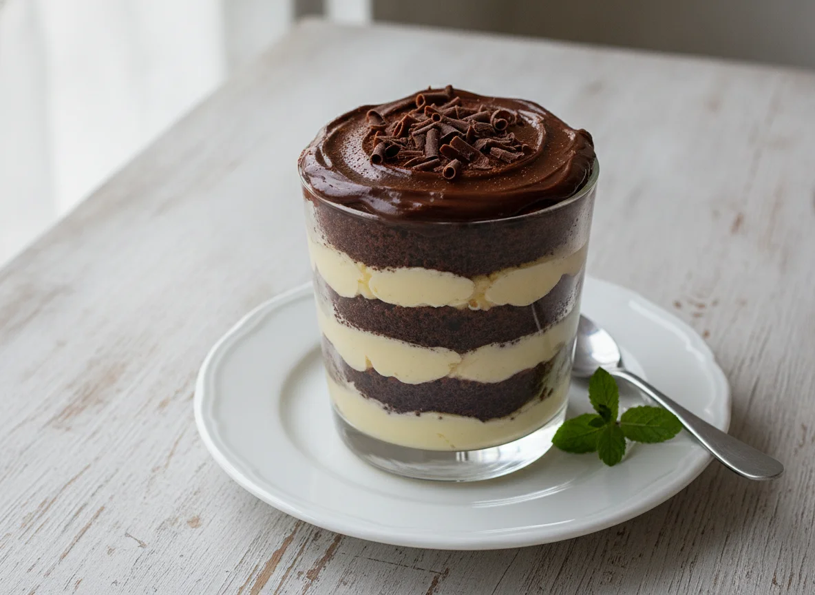 Layered Chocolate and Vanilla Dessert photo