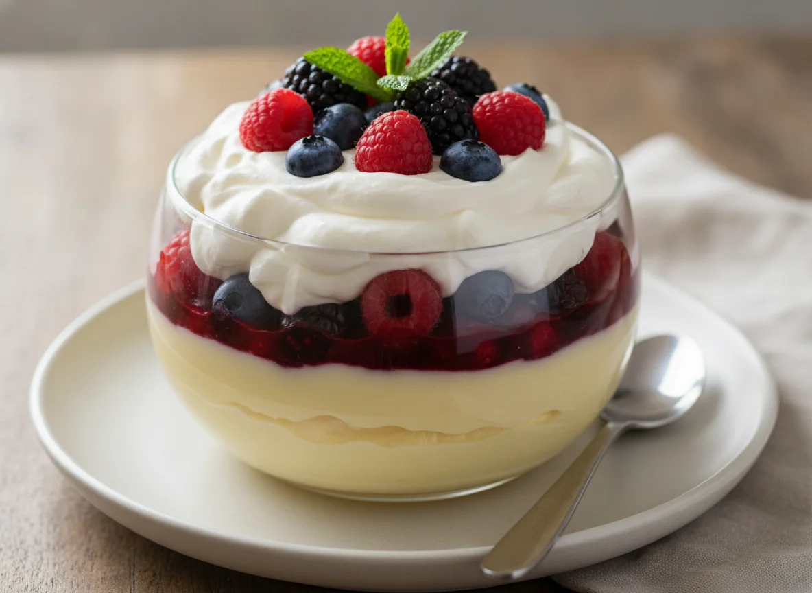 Layered Fruit and Custard Dessert photo