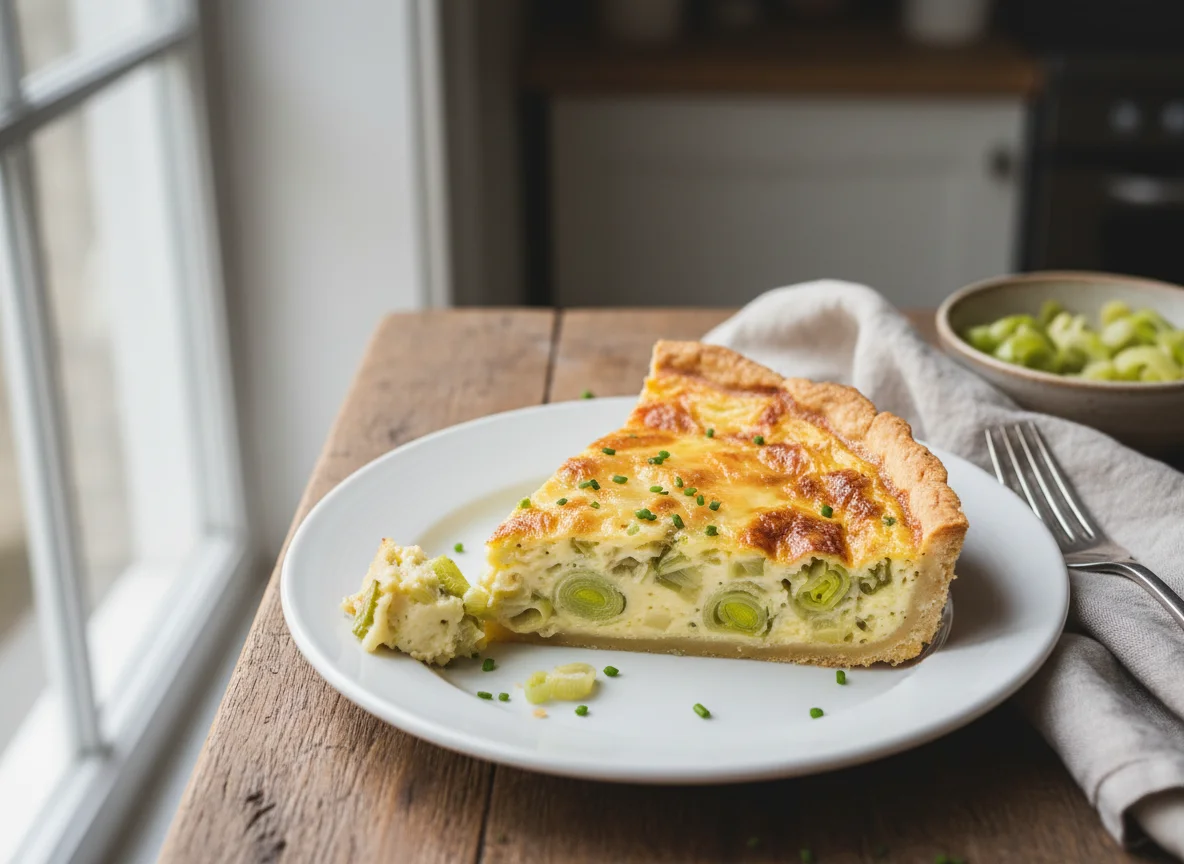 Leek and Cheese Quiche Slice photo