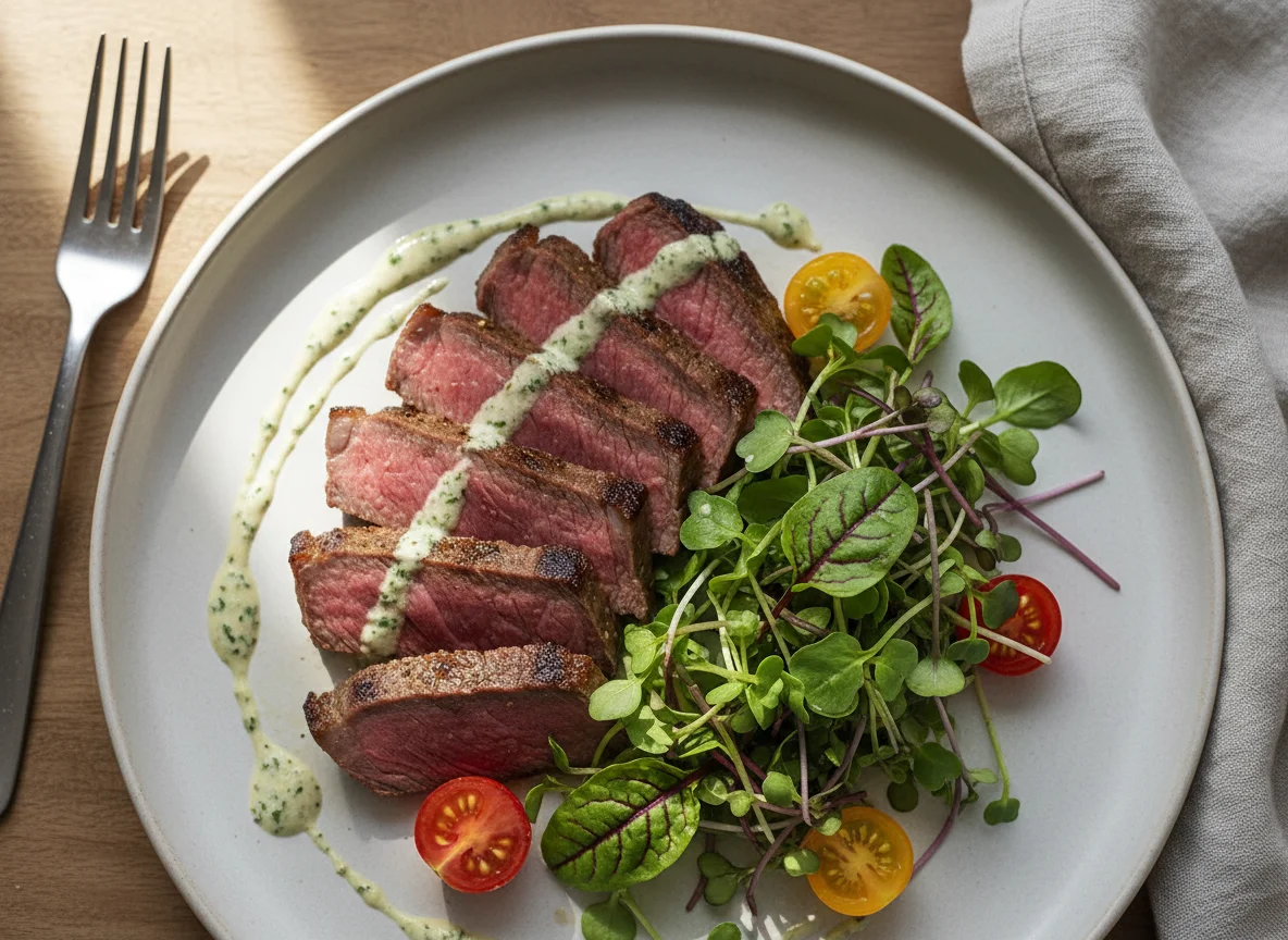 Leftover Steak with Garnish photo