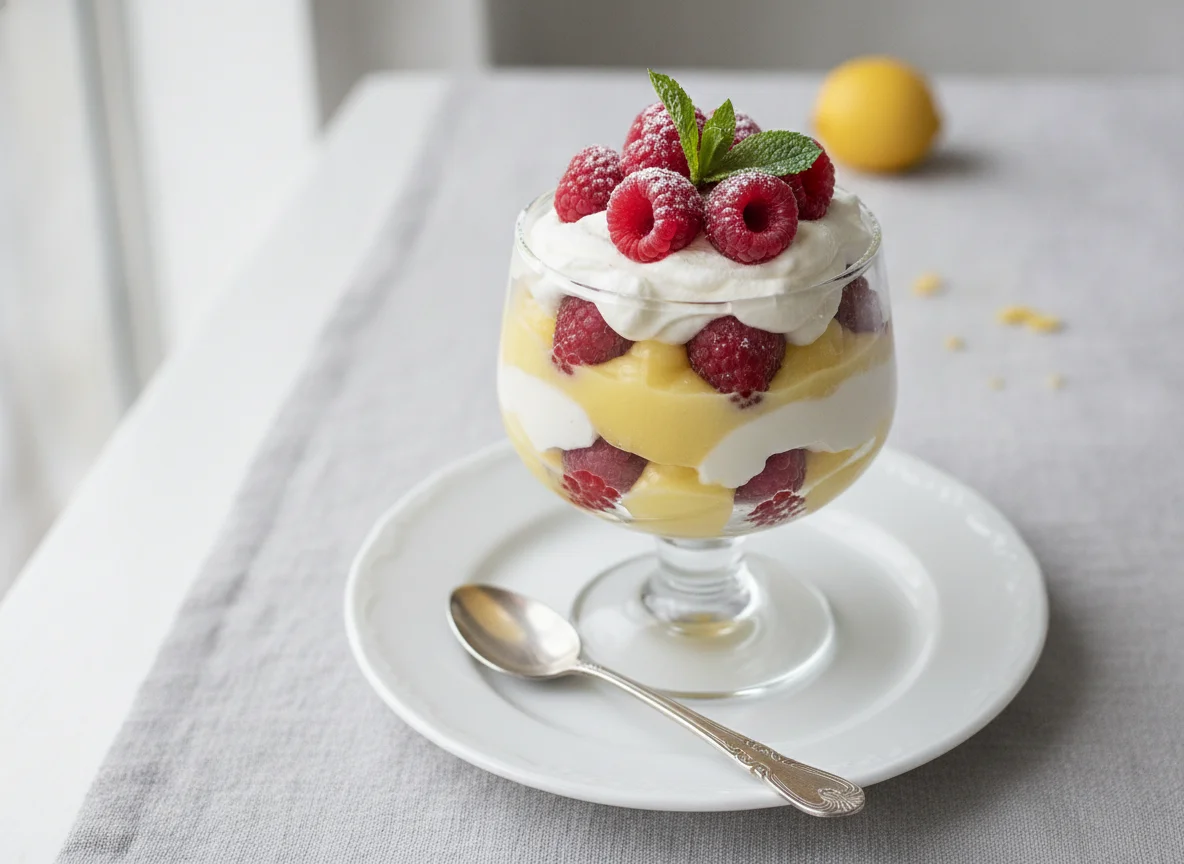 Lemon Curd and Whipped Cream Parfait with Berries photo