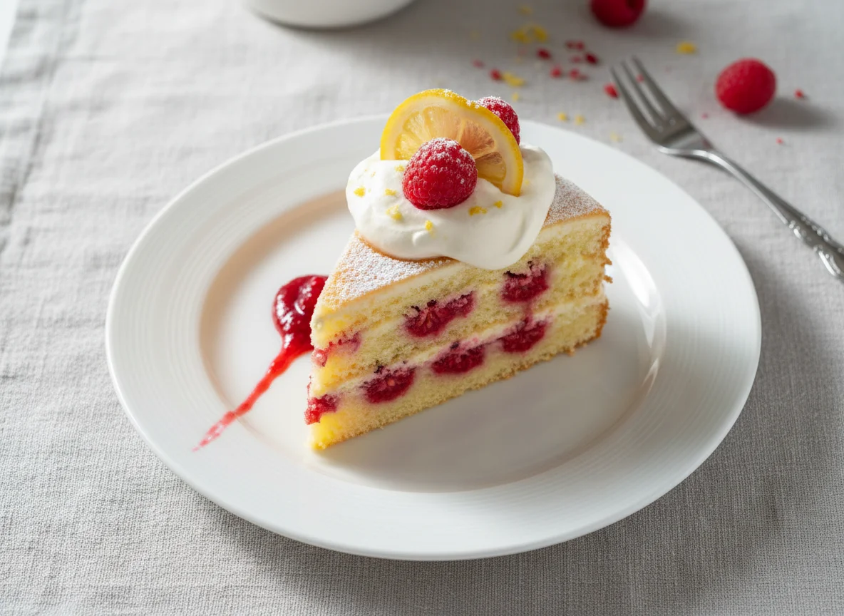 Lemon Raspberry Cake Slice photo