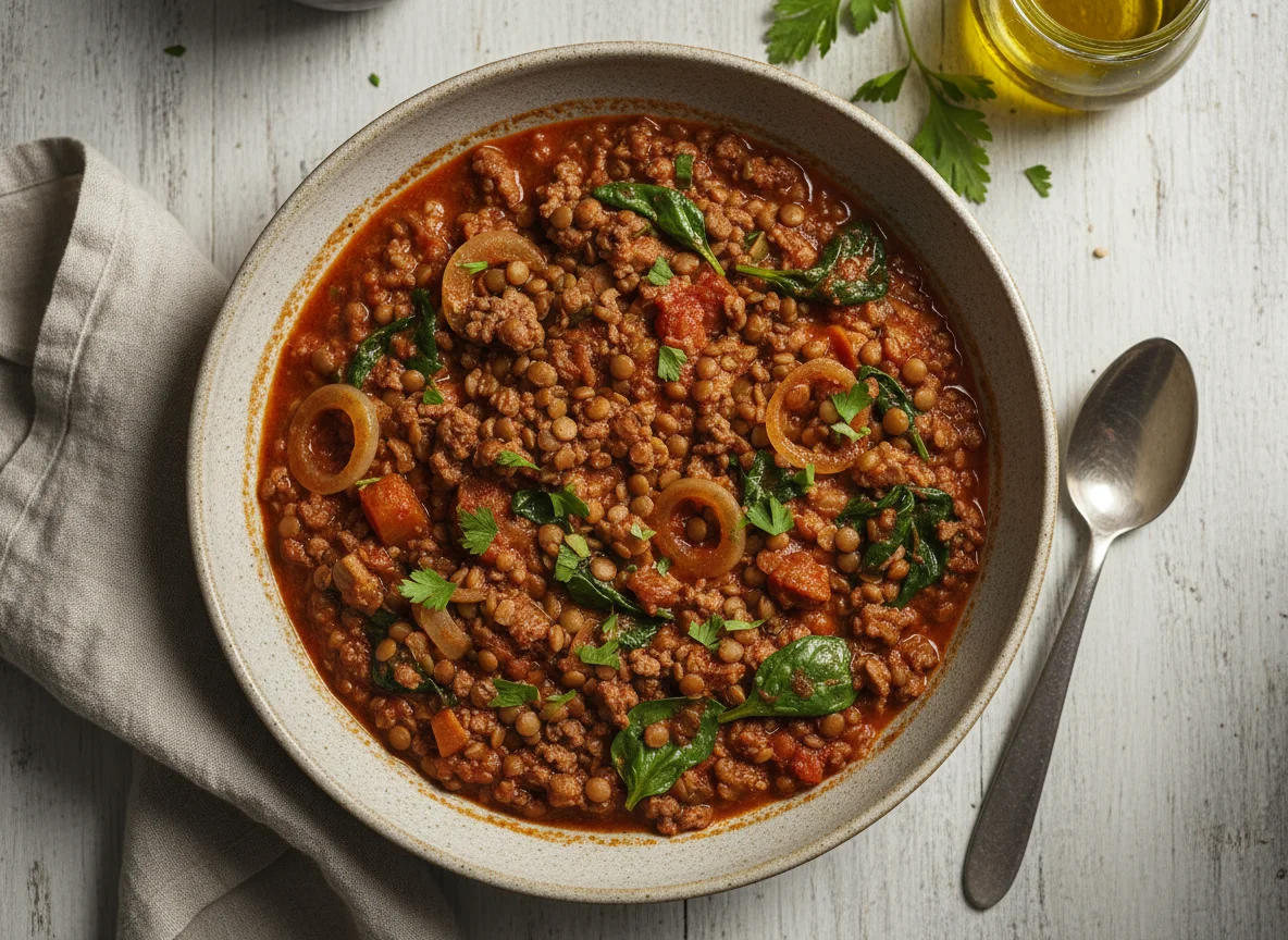 Lentil and Minced Meat Stew photo