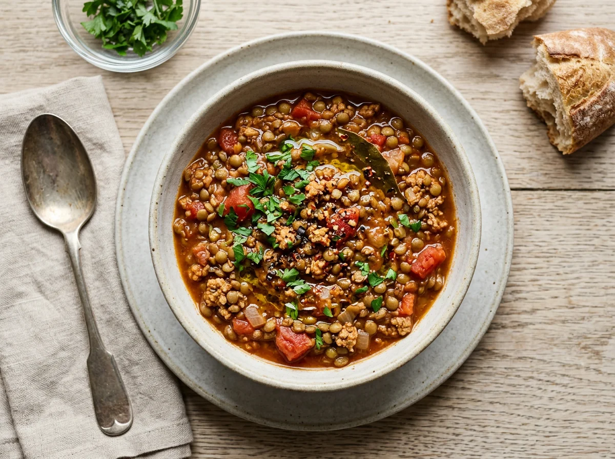 Lentil and Vegetarian Mince Stew photo