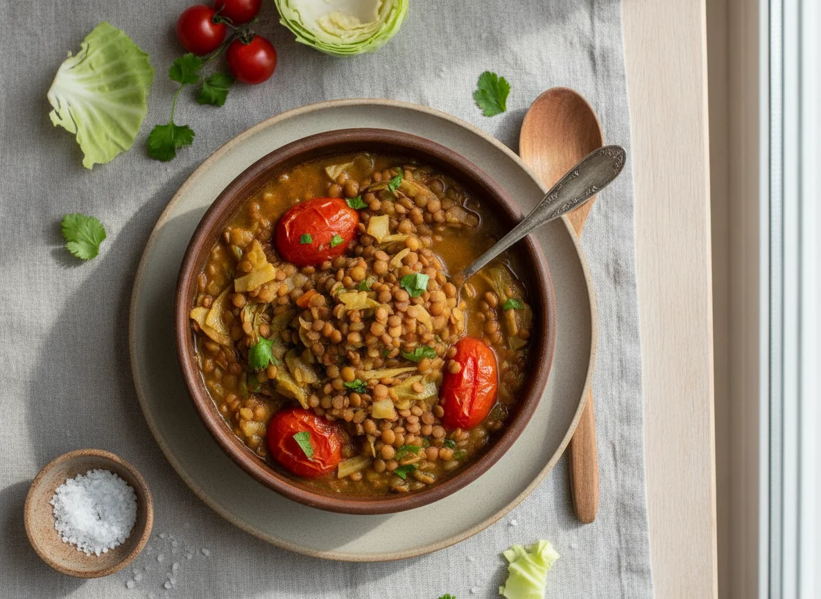 Lentil Stew with Cabbage and Tomato photo