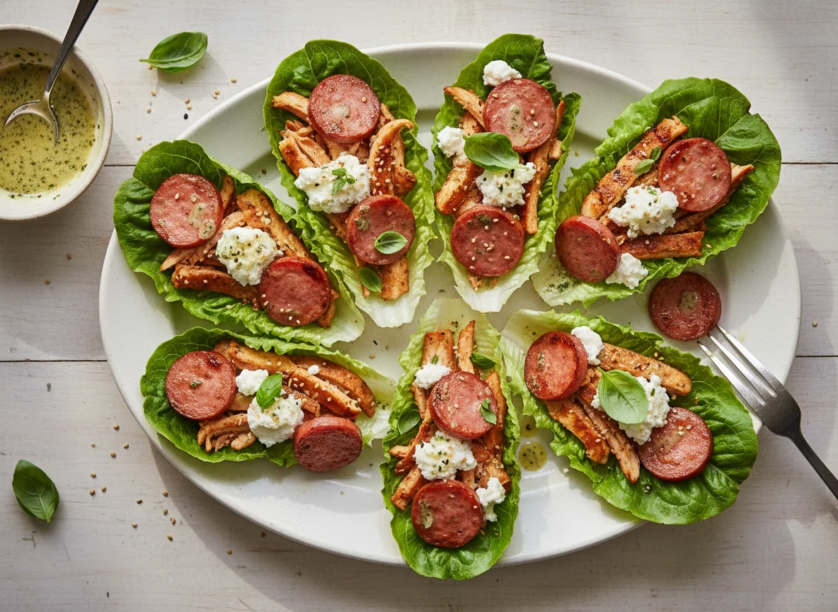 Lettuce Wraps with Chicken, Bologna, and Ricotta photo