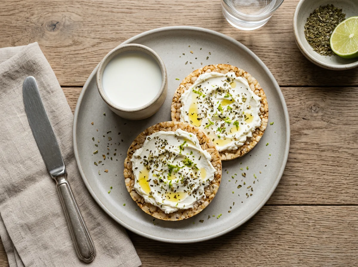 Light Snack with Milk and Rice Cake photo