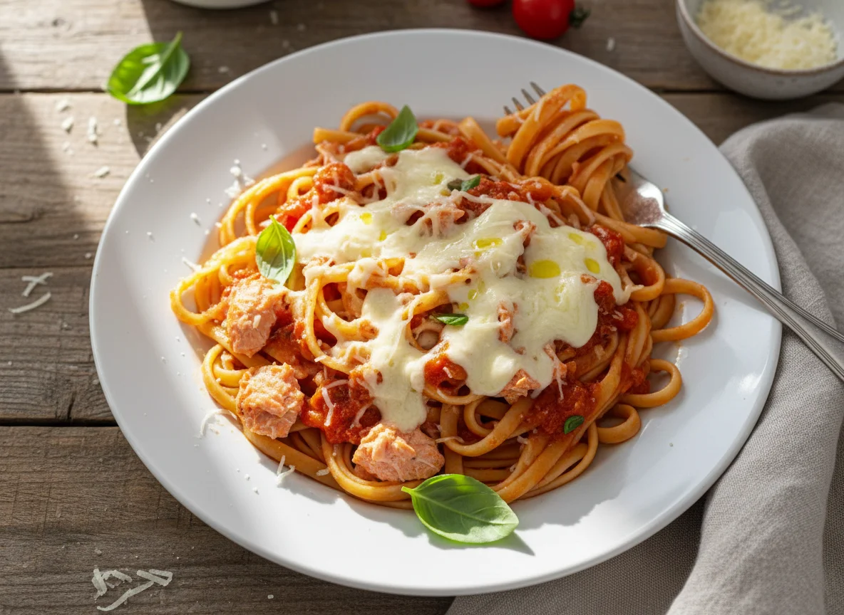 Linguine with Tomato Sauce and Cheese photo