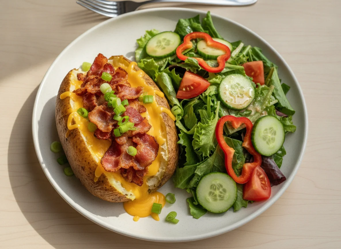Loaded Baked Potato with Garden Salad photo