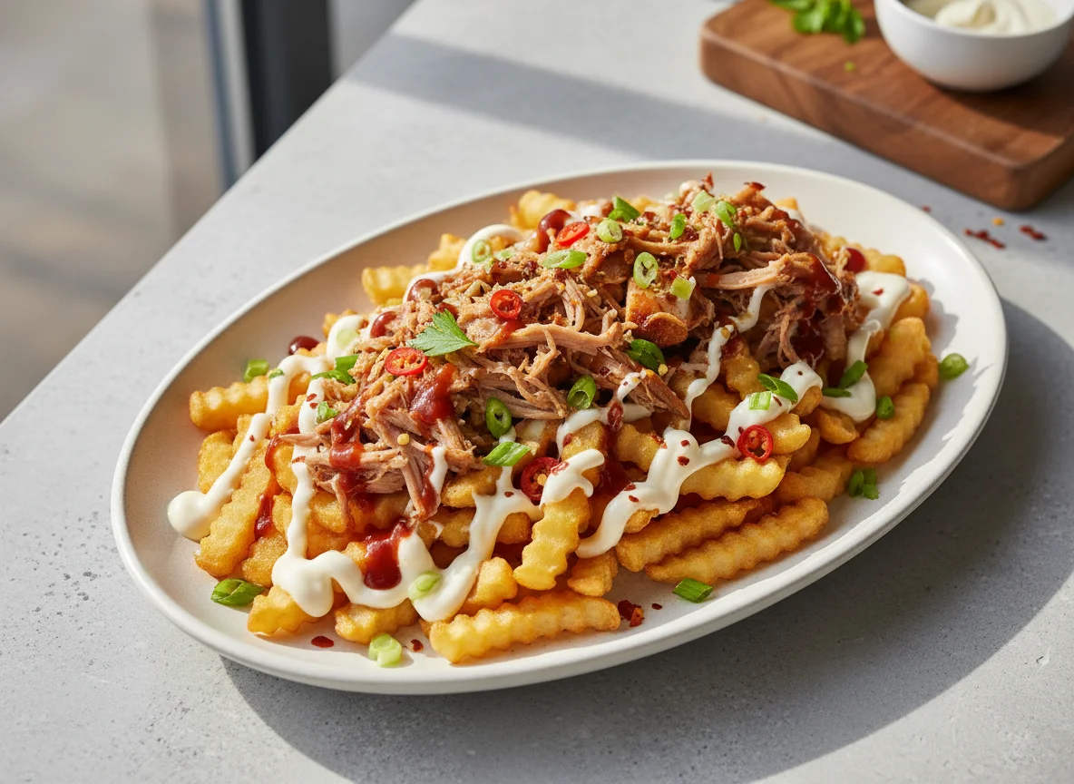 Loaded Fries with Creamy Sauce and Toppings photo