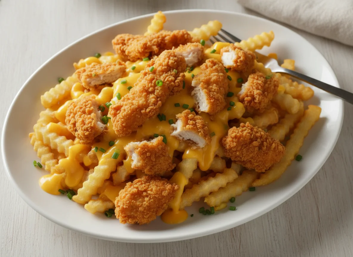 Loaded Fries with Fried Chicken and Cheese Sauce photo