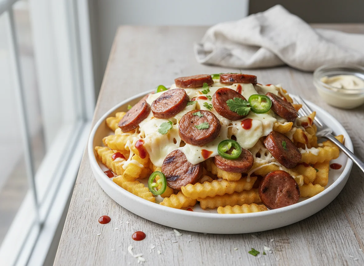 Loaded Fries with Sausage and Cheese photo