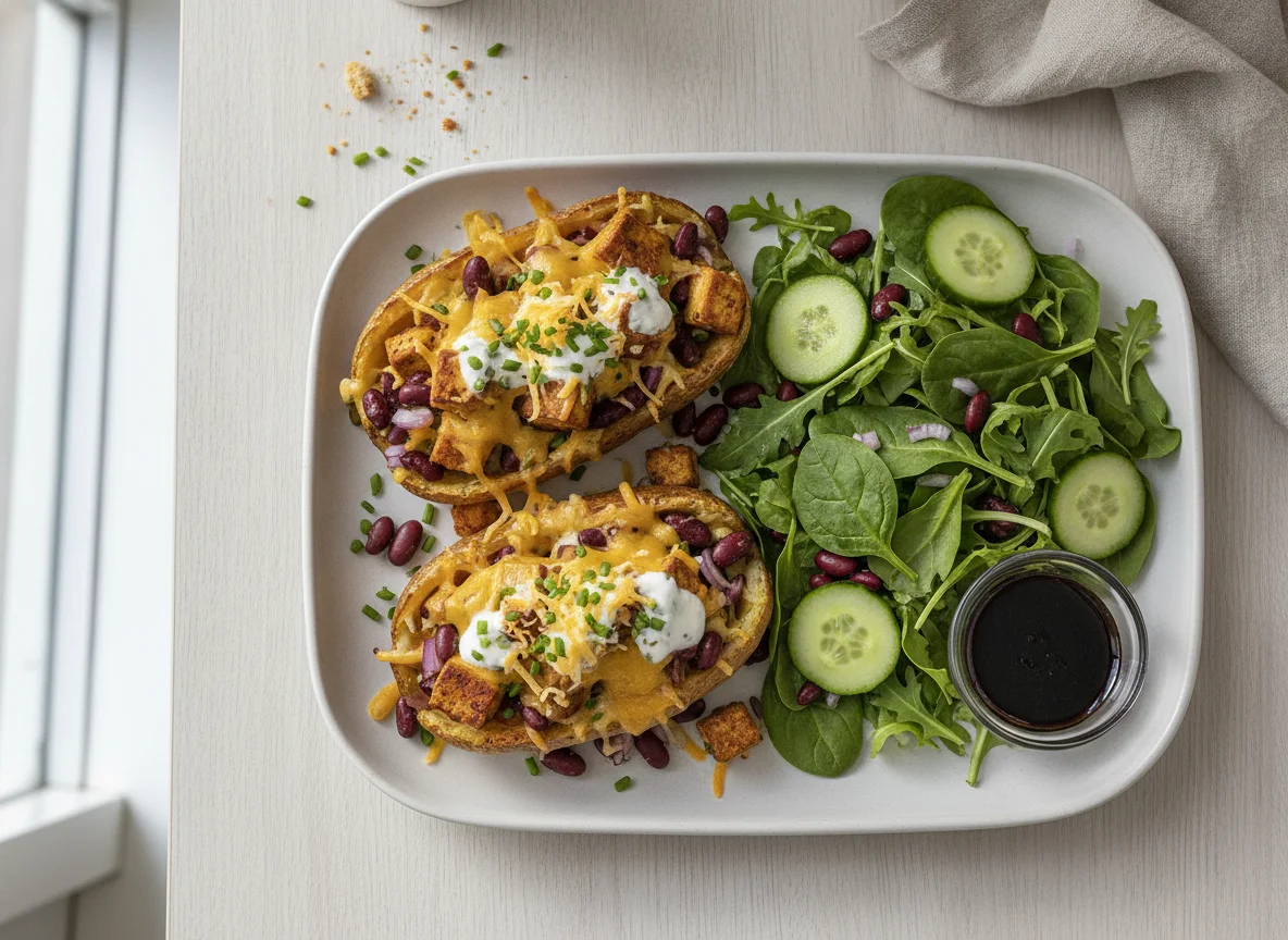 Loaded Potato Skins with Side Salad photo