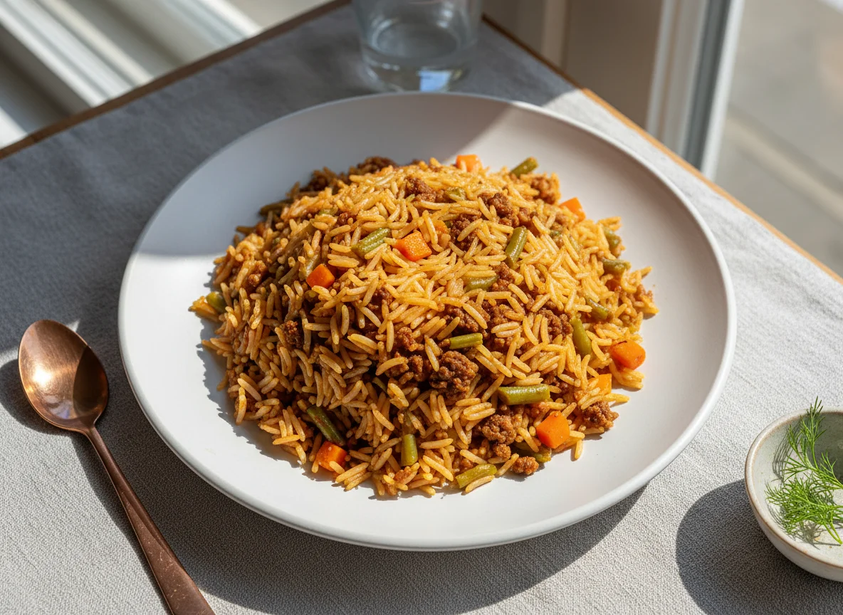 Loobia Polo (Green Bean Rice with Minced Meat) photo