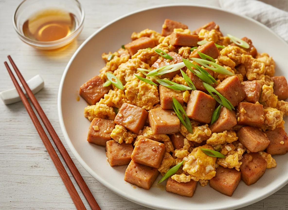 Luncheon Meat and Egg Stir-fry with Green Onions photo