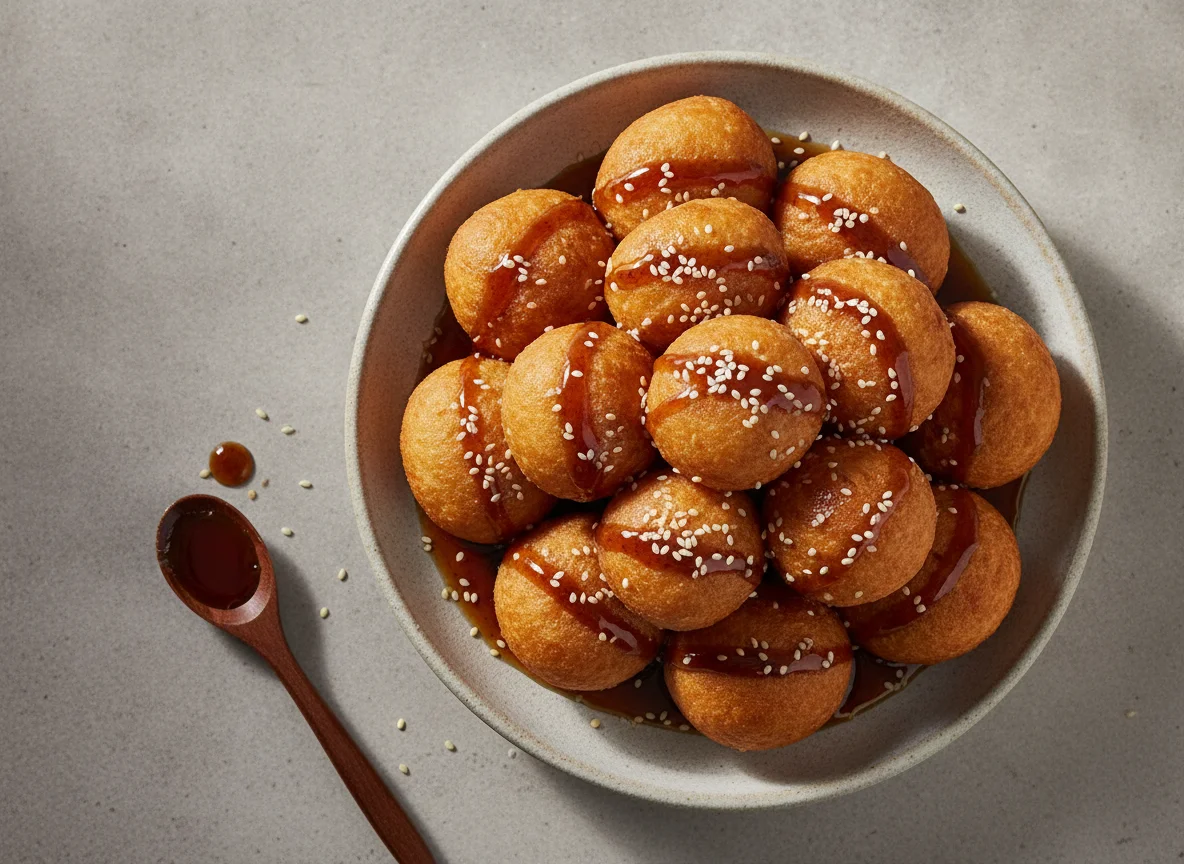 Luqaimat with Date Syrup and Sesame Seeds photo