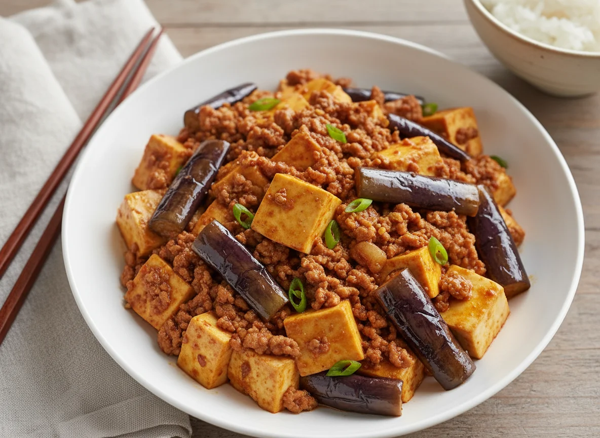 Mabo Tofu with Aubergine and Minced Pork photo