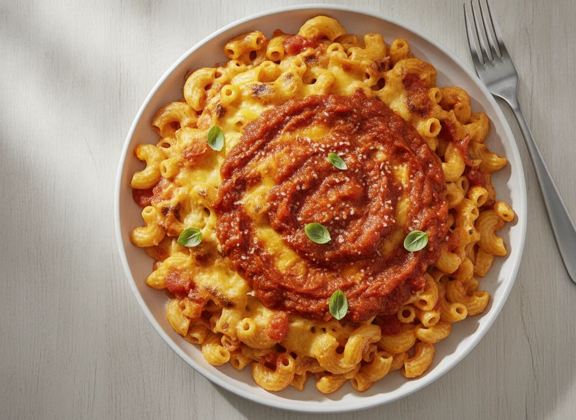 Macaroni and Cheese with Tomato Sauce photo