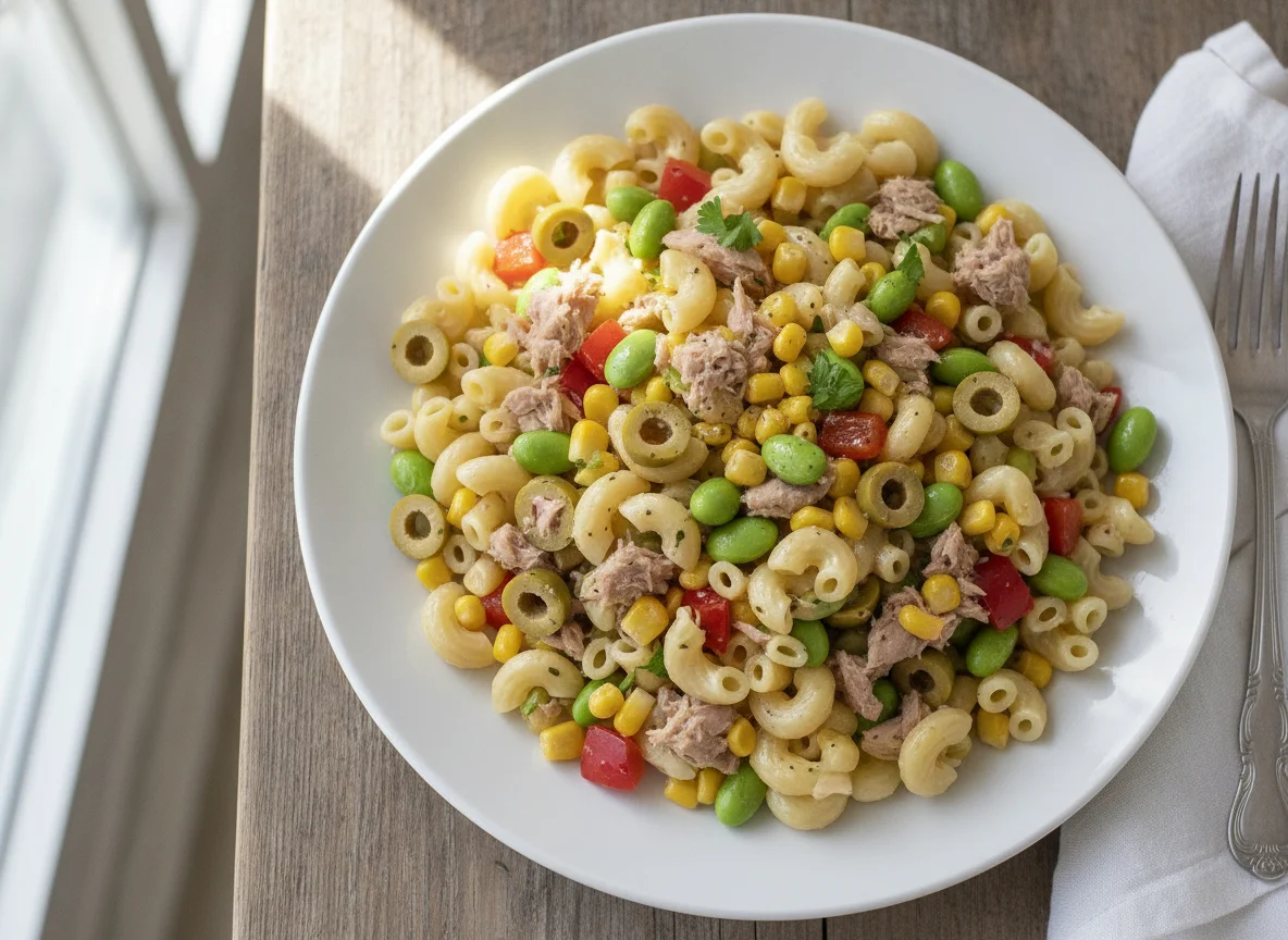 Macaroni Pasta Salad with Tuna and Vegetables photo