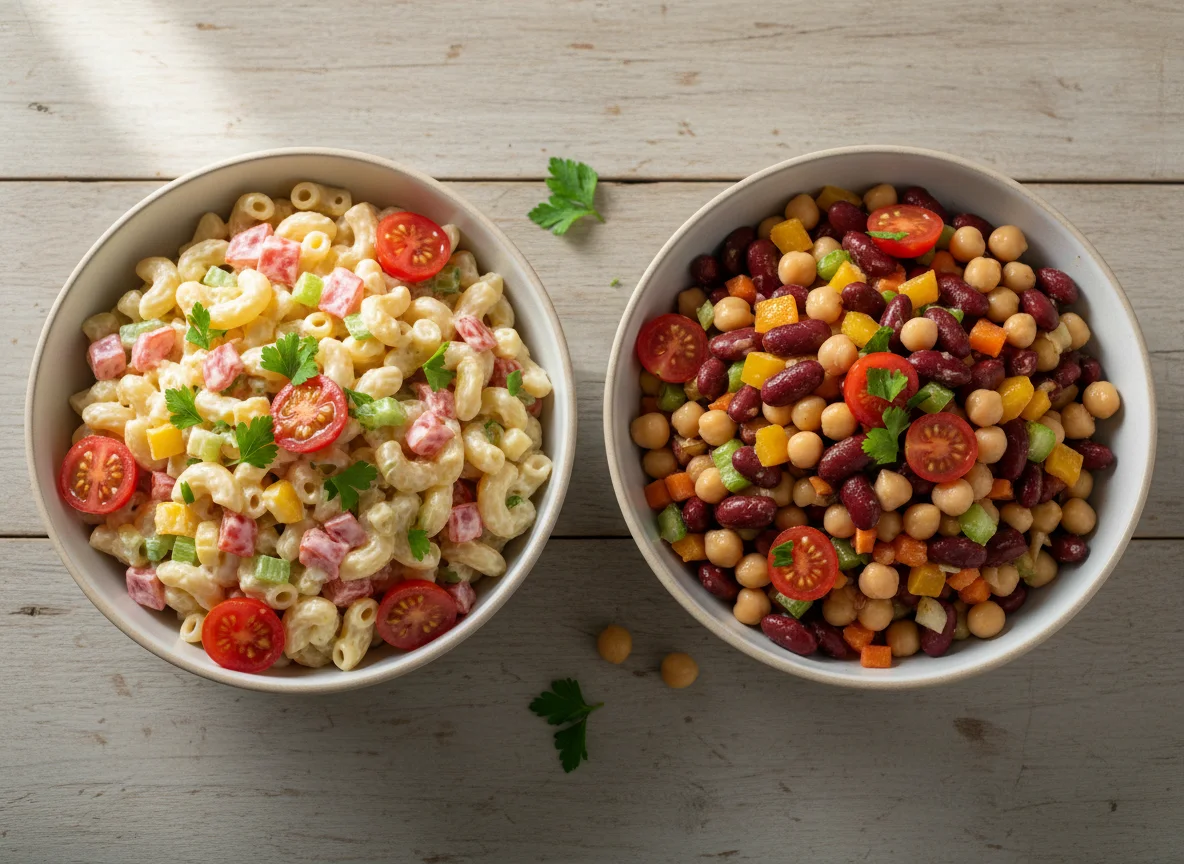 Macaroni Salad and Bean Salad photo