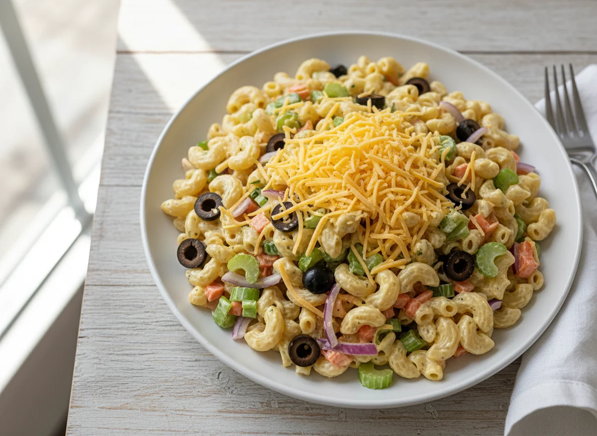 Macaroni Salad with Shredded Cheese photo