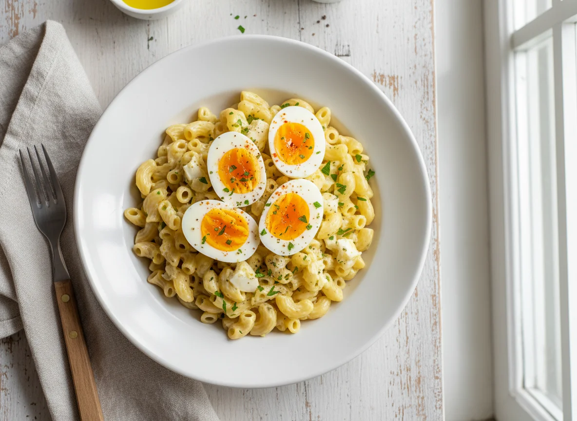 Macaroni with Boiled Eggs photo