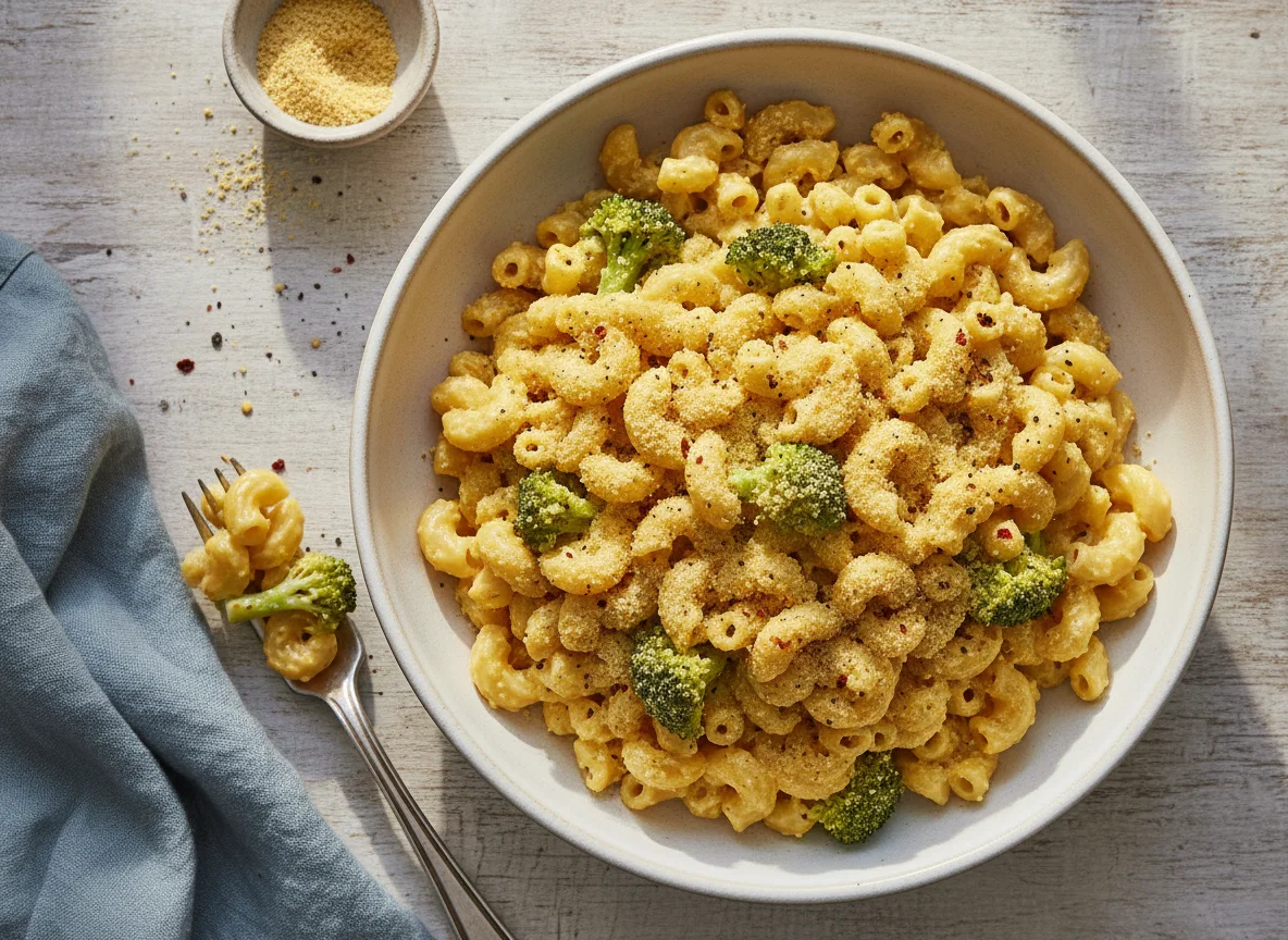 Macaroni with Broccoli and Nutritional Yeast photo