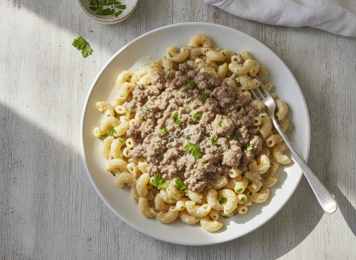 Macaroni with Creamy Mince photo