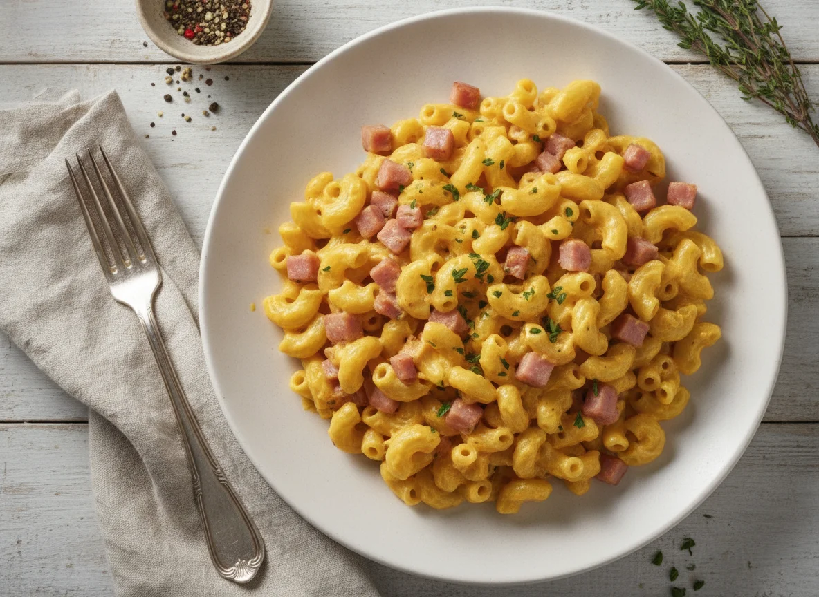 Macaroni with Ham and Cheese Sauce photo