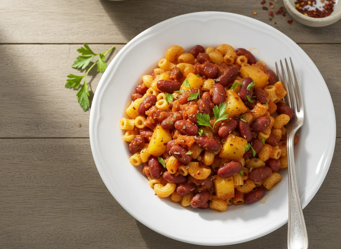 Macaroni with Kidney Beans and Potatoes photo