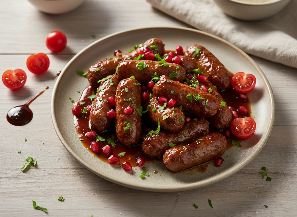 Makanek (Lebanese Lamb Sausage with Pomegranate Molasses) photo