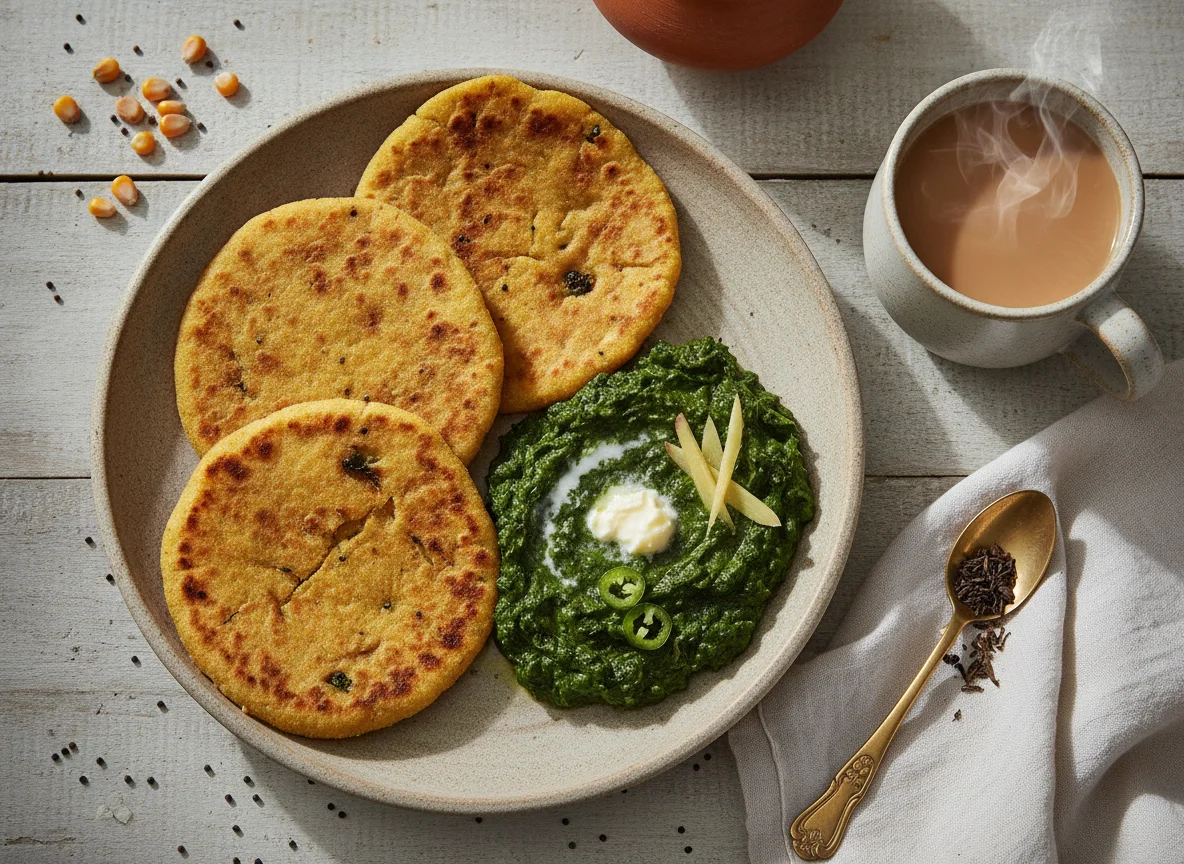 Makki ki Roti with Saag and Chai photo