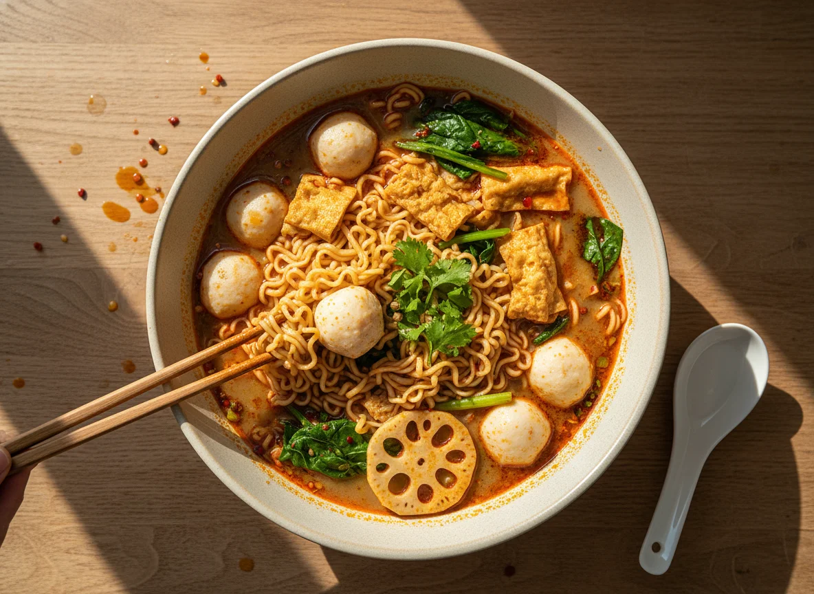 Malatang with various ingredients photo