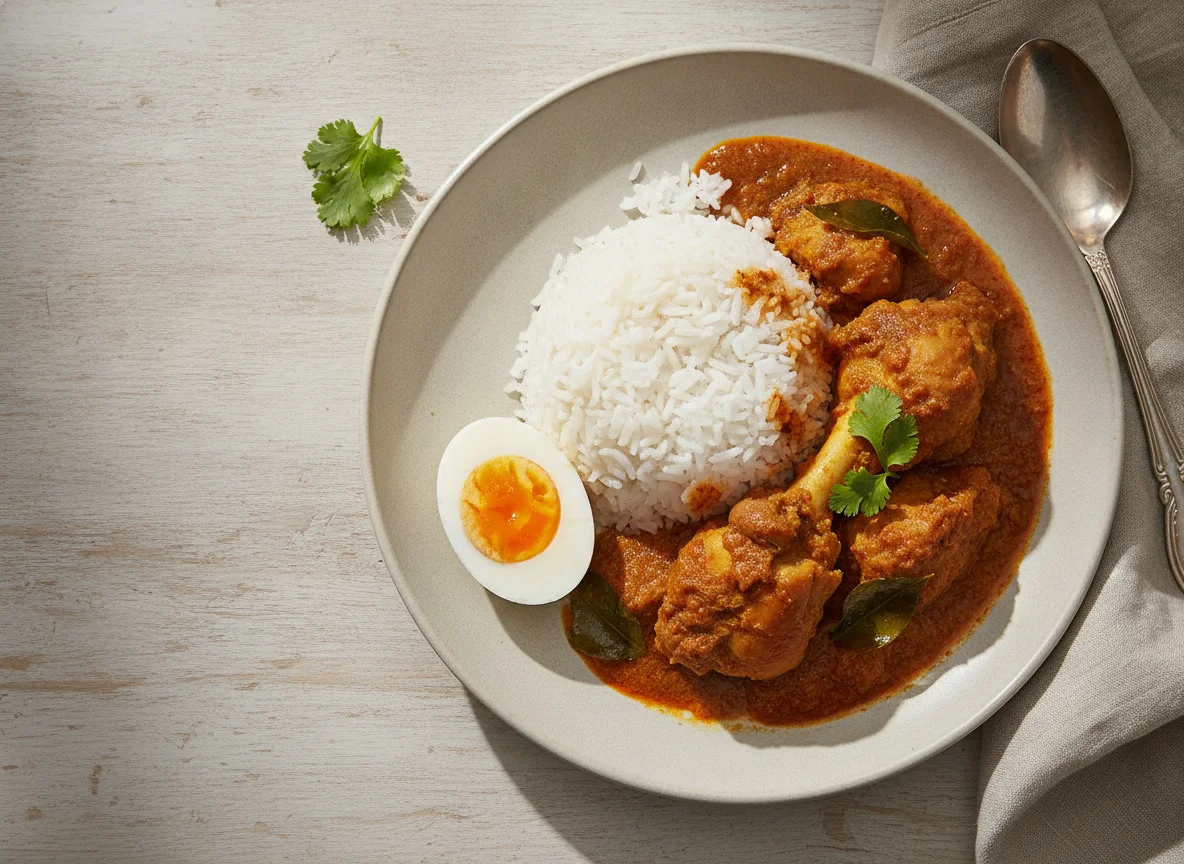 Malaysian Curry Rice with Chicken and Egg photo