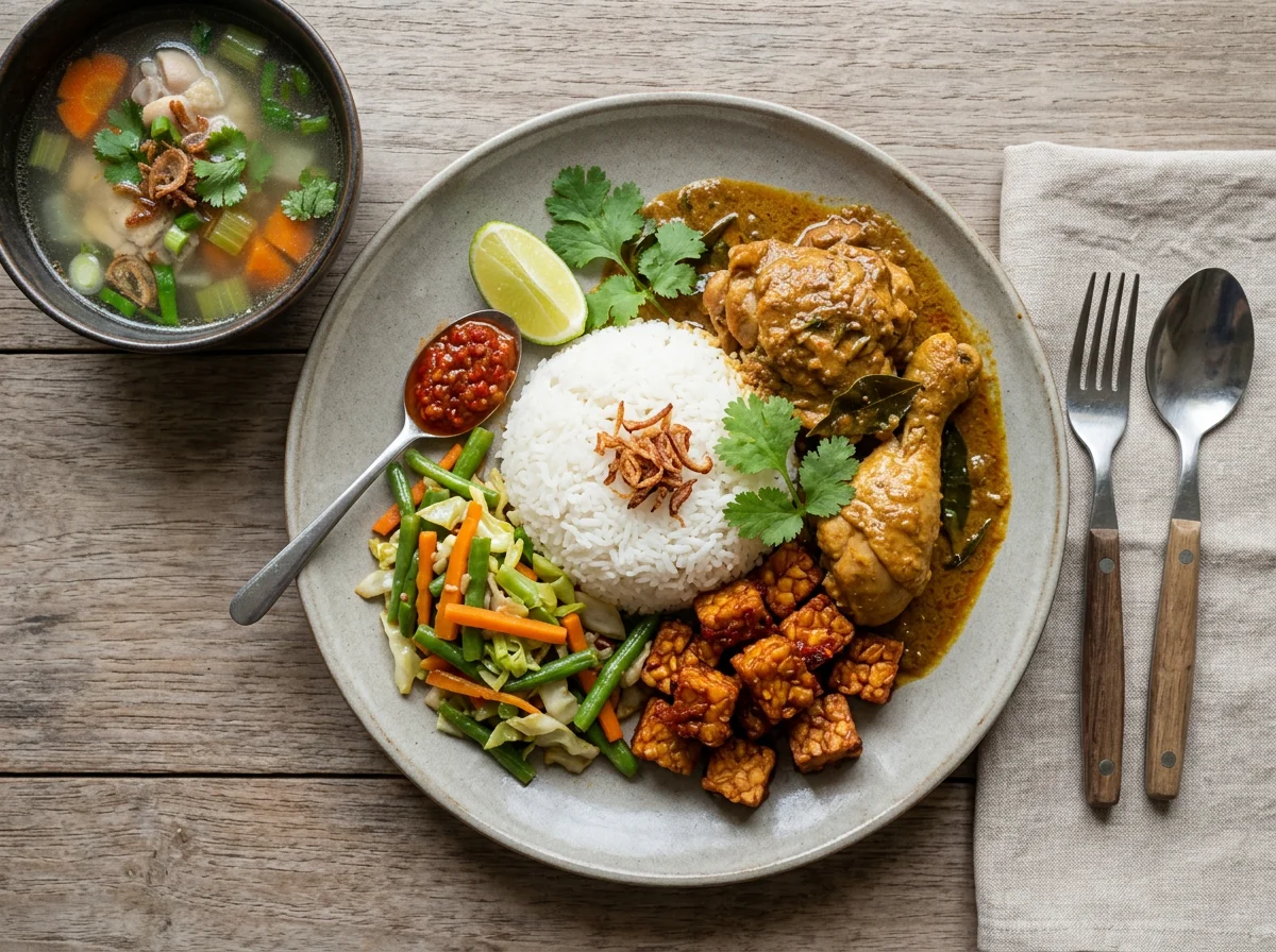 Malaysian Mixed Rice with Chicken Soup photo