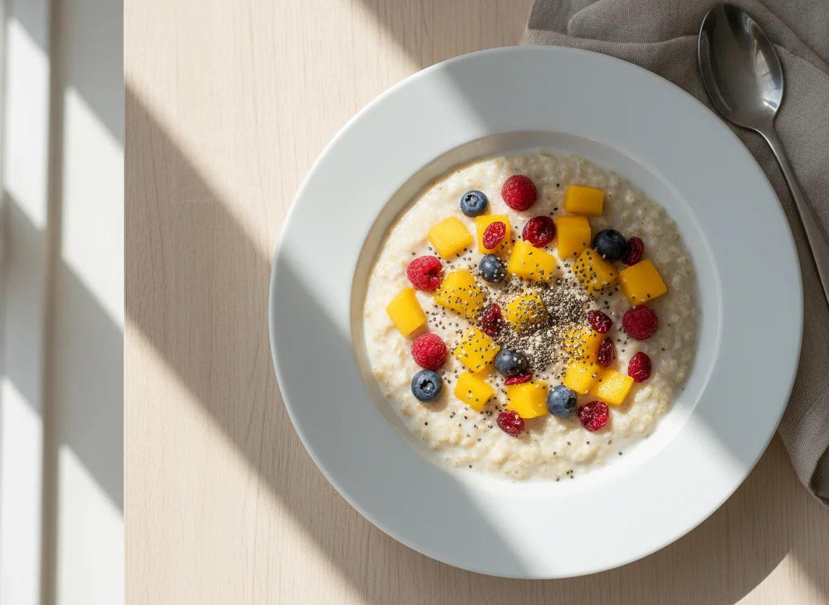 Mango and Berry Porridge with Chia Seeds photo