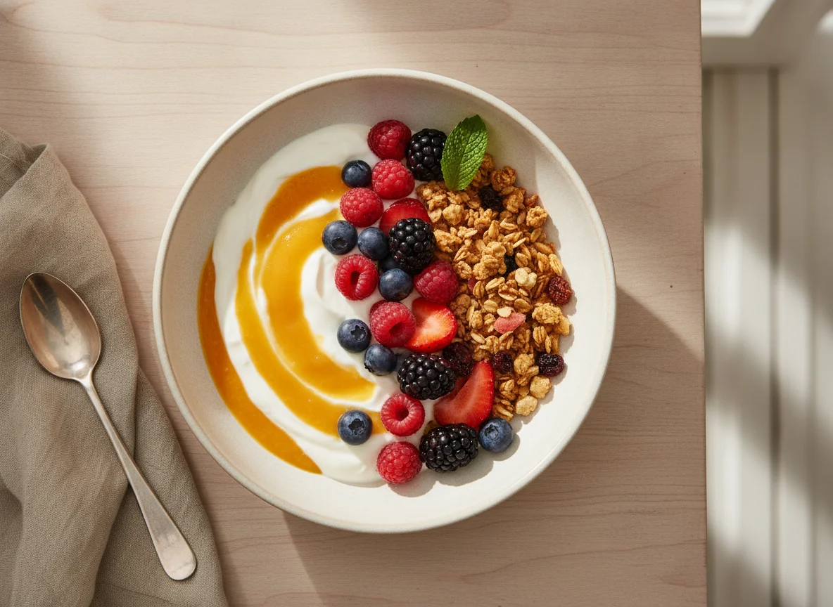 Mango & Berry Greek Yoghurt photo