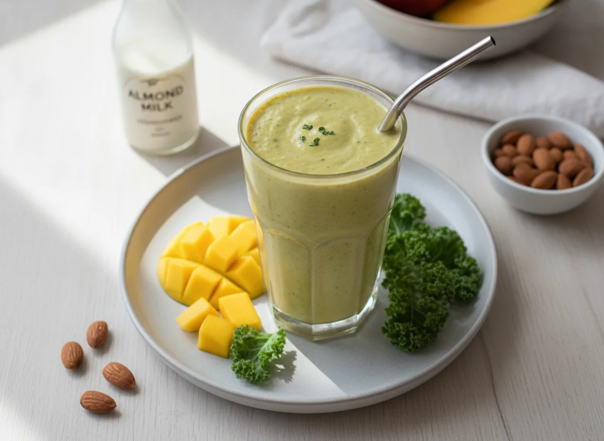 Mango Kale Almond Milk Smoothie photo