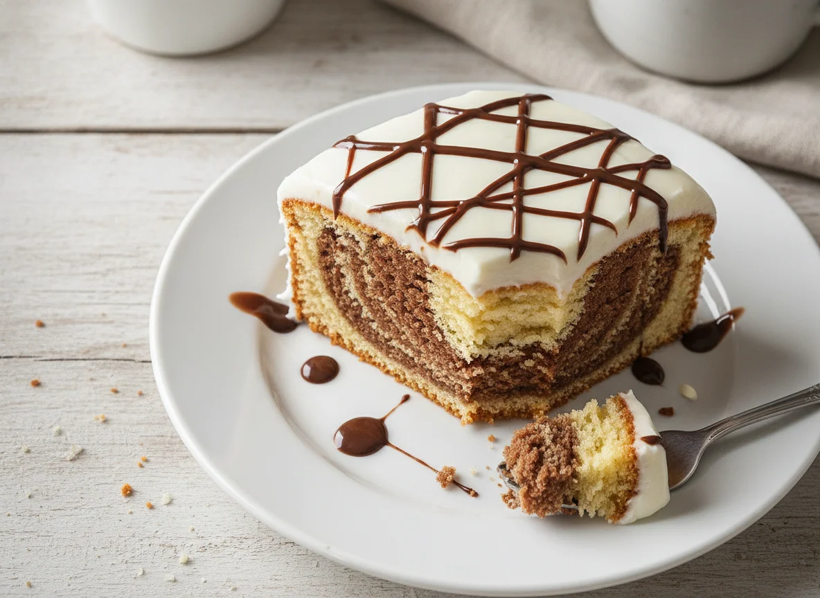 Marble Iced Sponge Cake Slice photo