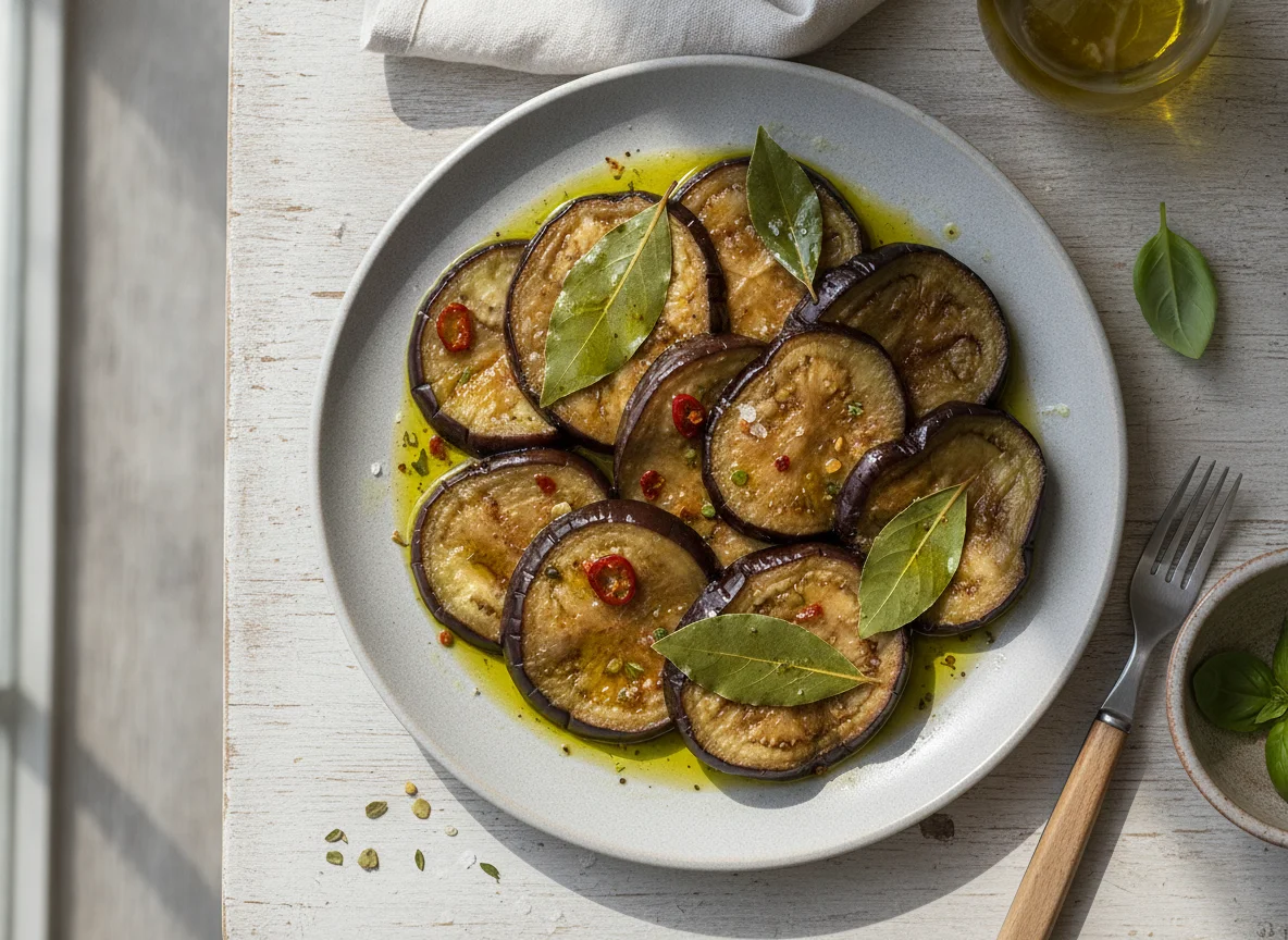 Marinated Eggplant with Bay Leaves photo