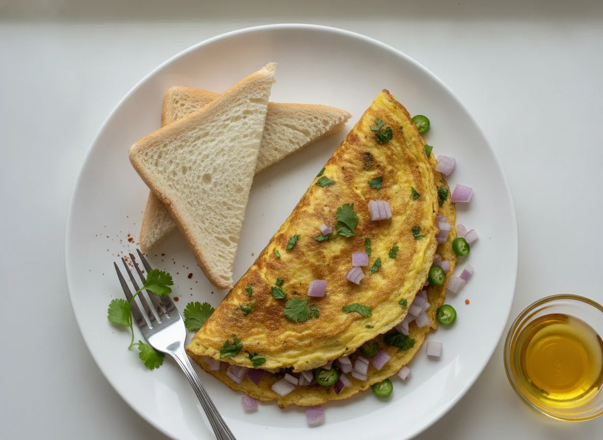 Masala Omelette with White Bread photo