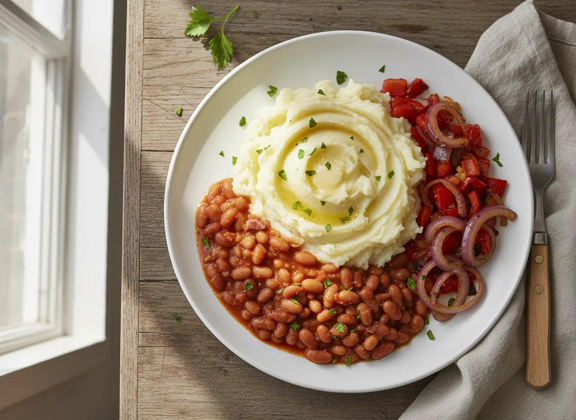 Mashed Potato with Beans and Vegetables photo