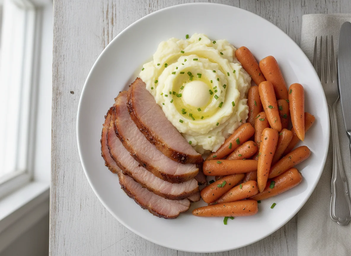Mashed Potatoes, Ham, and Carrot photo