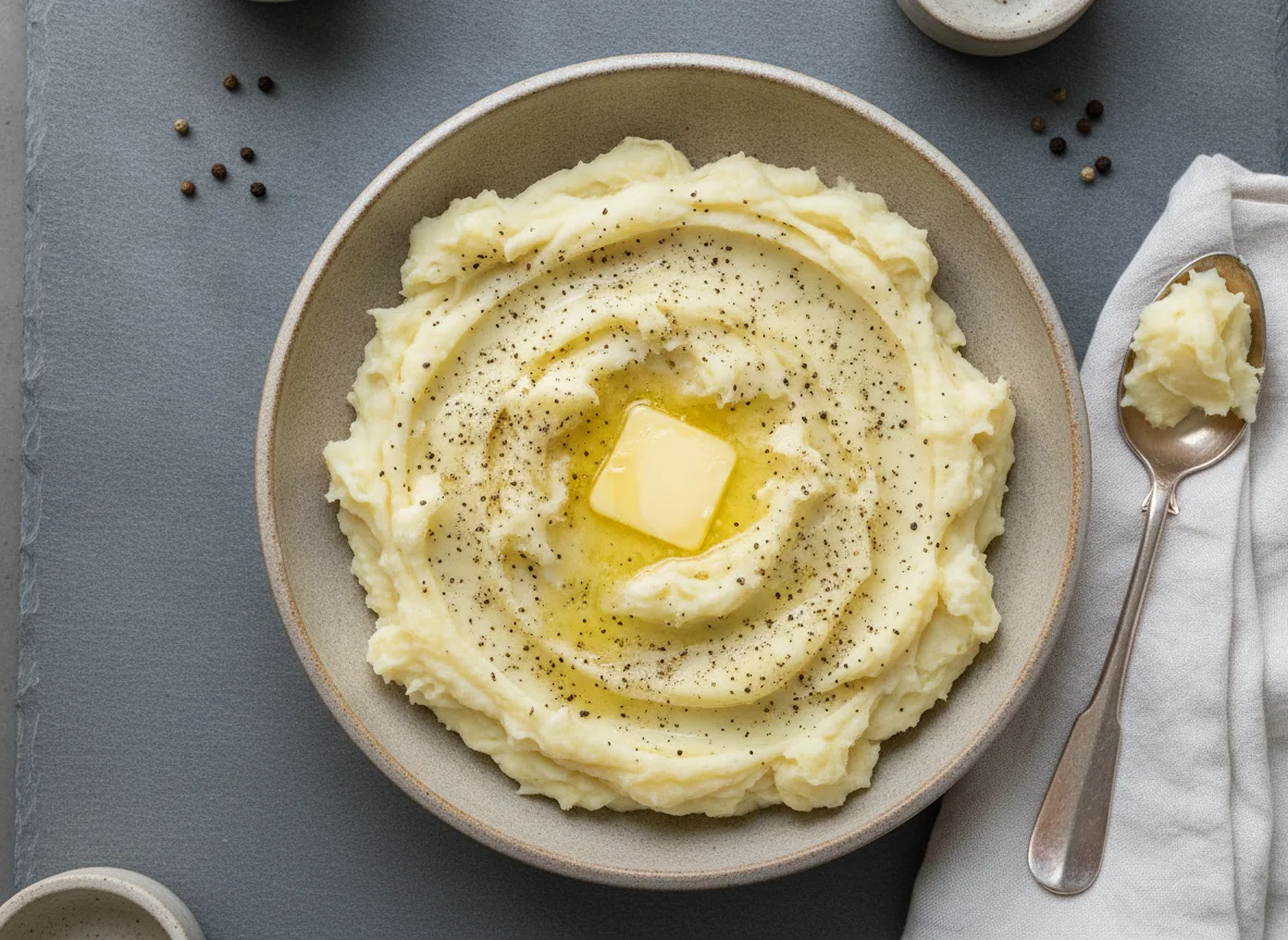 Mashed potatoes with black pepper photo