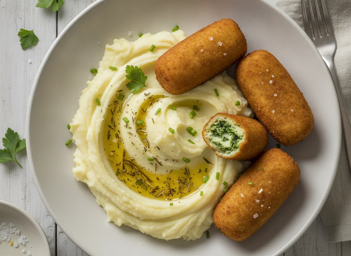Mashed Potatoes with Fried Croquettes photo